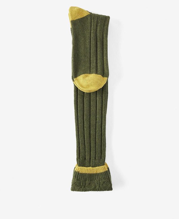 Barbour Contrast Gun Stockings Olive/Gold | BABO89127