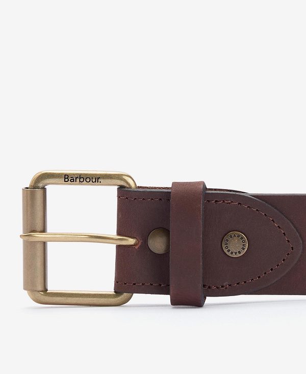 Barbour Contrast Leather Belt Brown | BABO88949