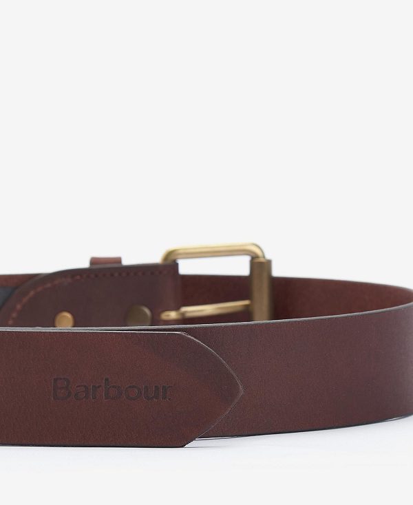 Barbour Contrast Leather Belt Brown | BABO88949