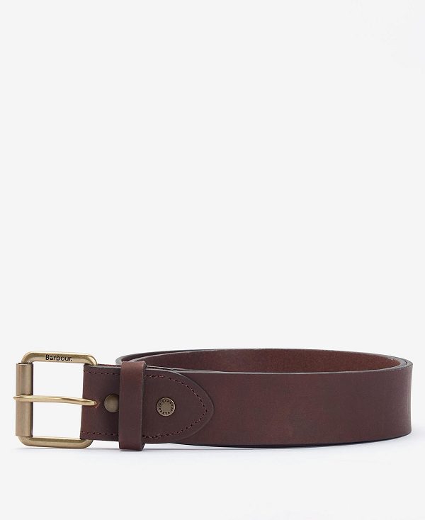 Barbour Contrast Leather Belt Brown | BABO88949