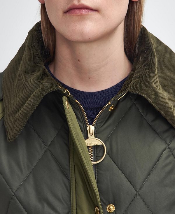 Barbour Cookston Longline Quilted Jacket Olive | BABO89359