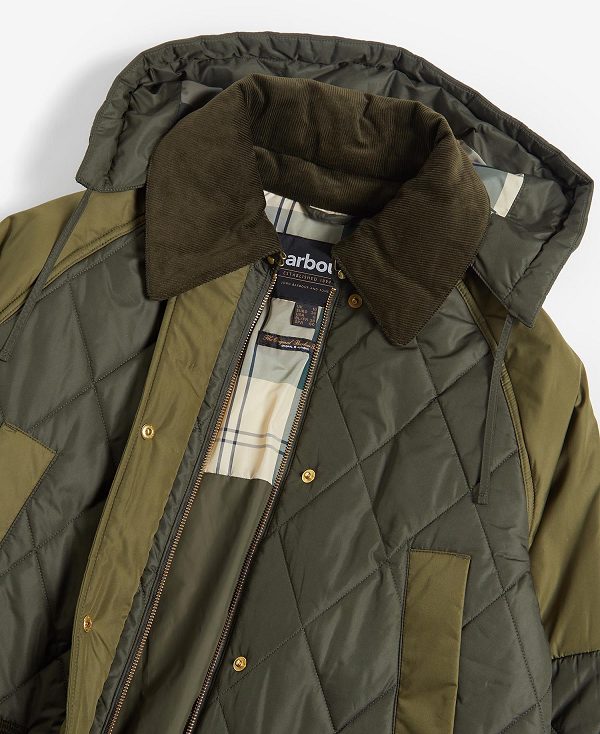 Barbour Cookston Longline Quilted Jacket Olive | BABO89359