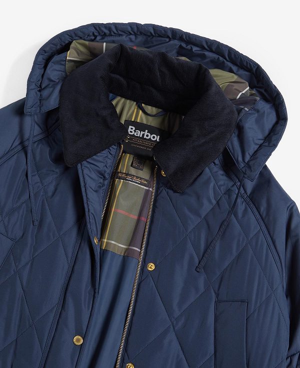 Barbour Cookston Longline Quilted Jacket Navy | BABO89360