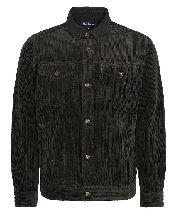 Barbour Cord Overshirt Green | BABO87994