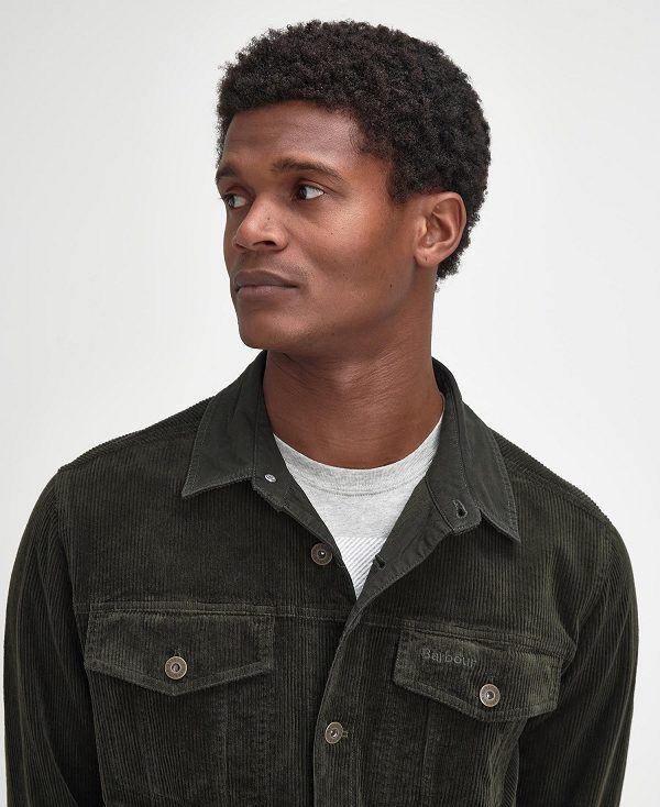 Barbour Cord Overshirt Green | BABO87994