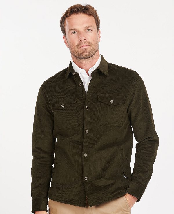 Barbour Cord Overshirt Olive | BABO87654