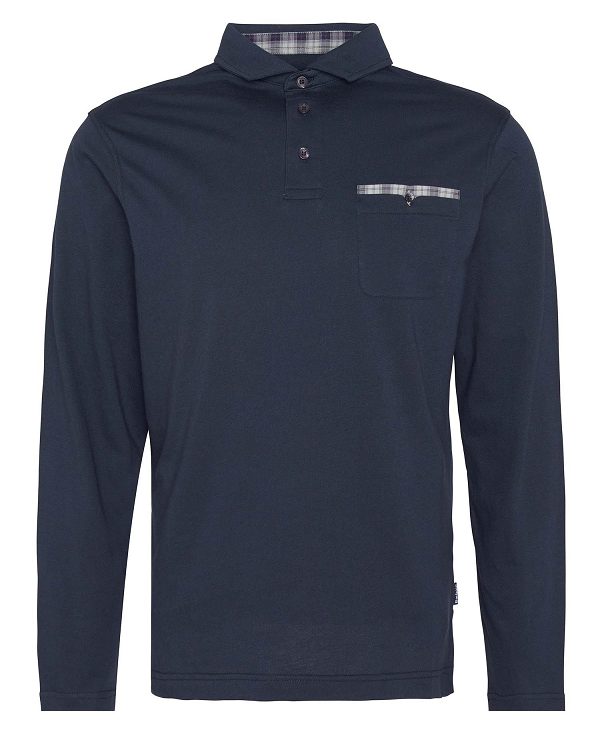 Barbour Corpatch Long-sleeved Polo Shirt Navy | BABO88245