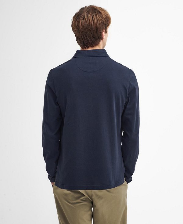 Barbour Corpatch Long-sleeved Polo Shirt Navy | BABO88245