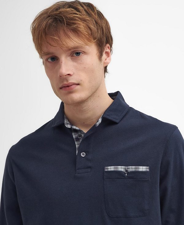 Barbour Corpatch Long-sleeved Polo Shirt Navy | BABO88245