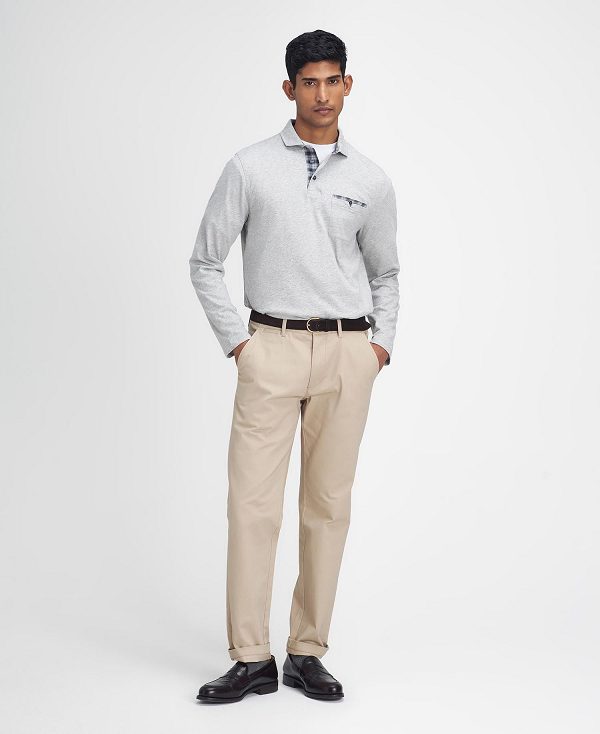 Barbour Corpatch Long-sleeved Polo Shirt Grey | BABO88246