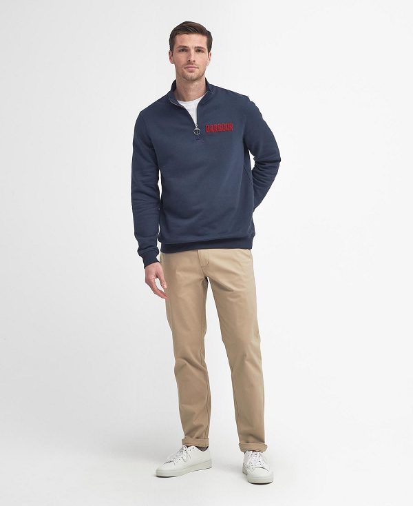 Barbour Cotes Half-zip Sweatshirt Navy | BABO88495