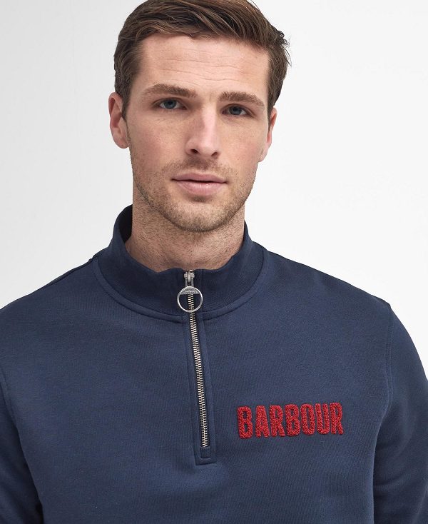 Barbour Cotes Half-zip Sweatshirt Navy | BABO88495