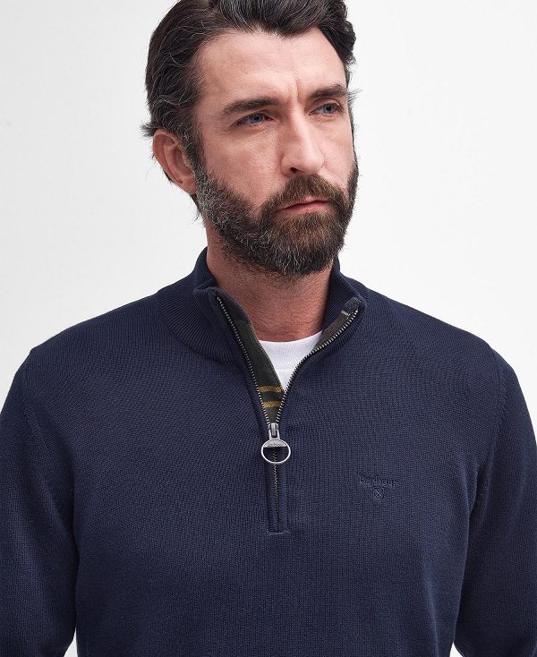 Barbour Cotton Half Zip Grey Marl | BABO88554