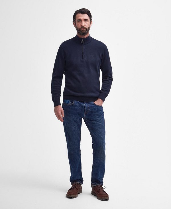 Barbour Cotton Half Zip Grey Marl | BABO88554