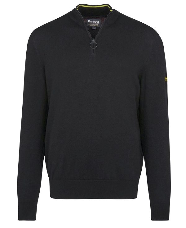 Barbour Cotton Half Zip Sweater Black | BABO88541