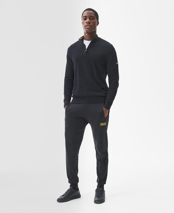 Barbour Cotton Half Zip Sweater Black | BABO88541