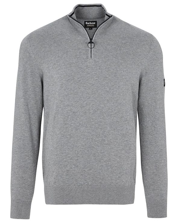 Barbour Cotton Half Zip Sweater Grey | BABO88538