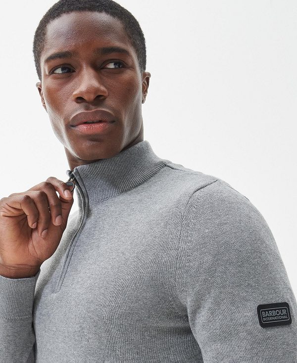 Barbour Cotton Half Zip Sweater Grey | BABO88538