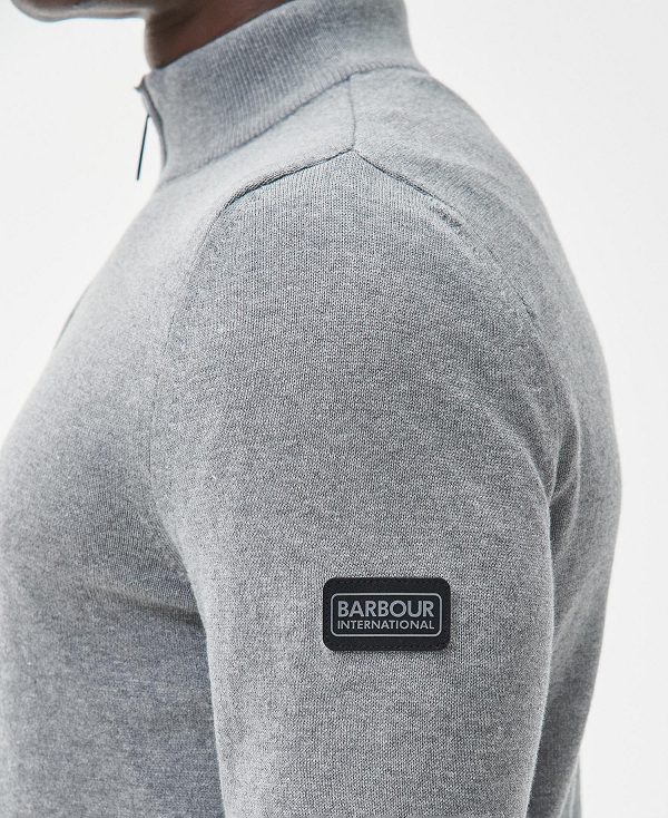 Barbour Cotton Half Zip Sweater Grey | BABO88538