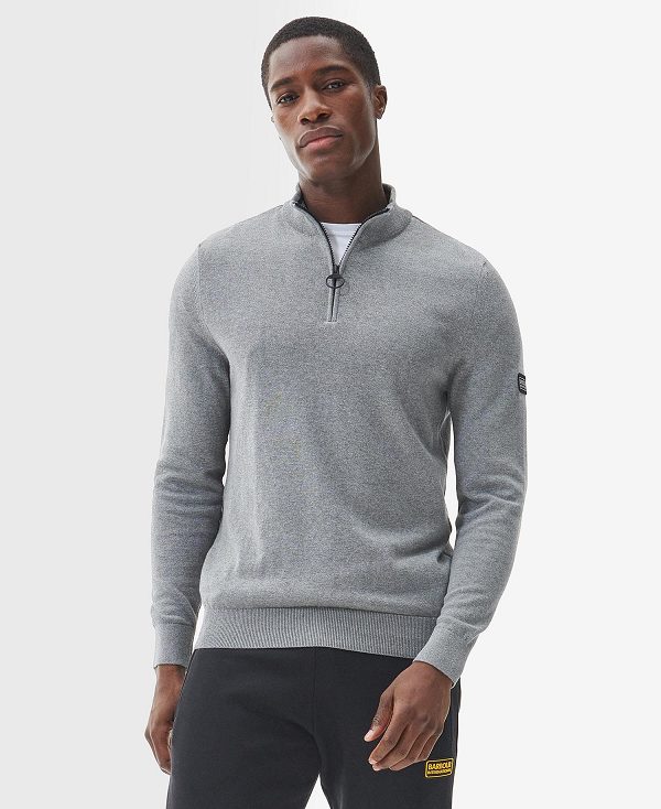 Barbour Cotton Half Zip Sweater Grey | BABO88538