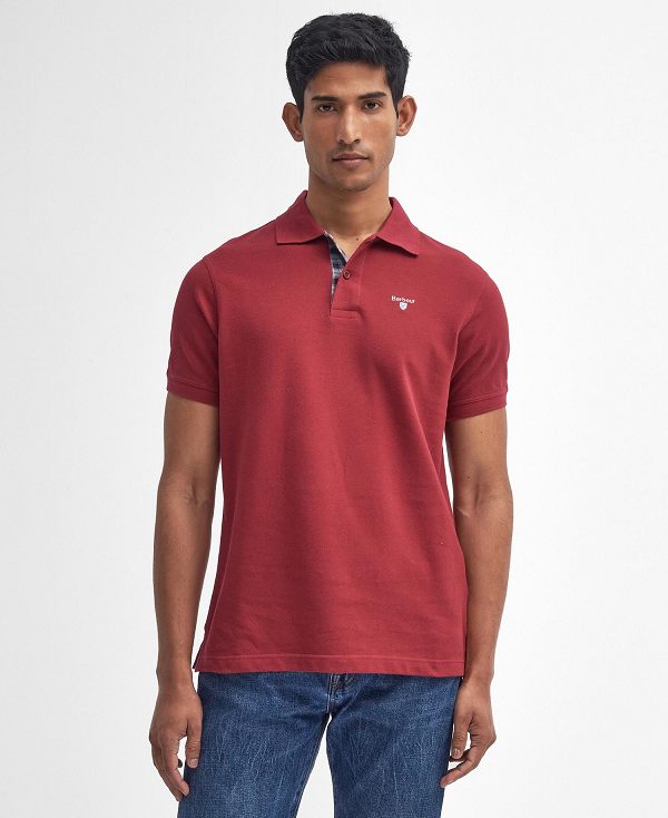 Barbour Cotton Polo Shirt Red | BABO88229