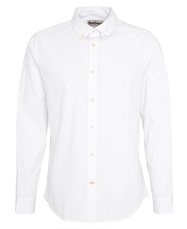 Barbour Crest Poplin Tailored Long-sleeved Shirt Classic White | BABO87700