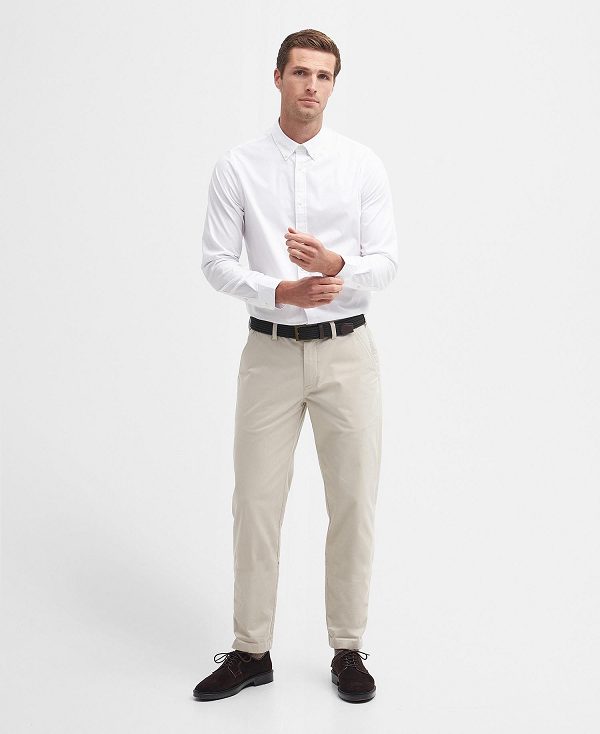 Barbour Crest Poplin Tailored Long-sleeved Shirt Classic White | BABO87700