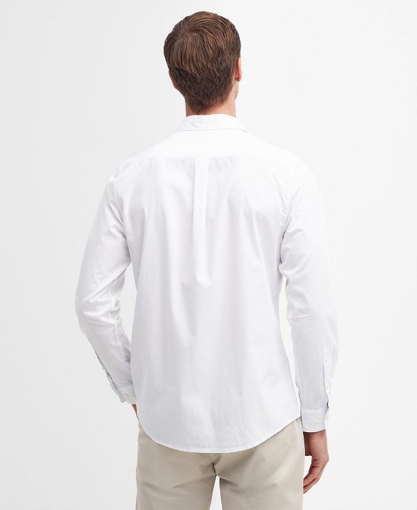 Barbour Crest Poplin Tailored Long-sleeved Shirt Classic White | BABO87700