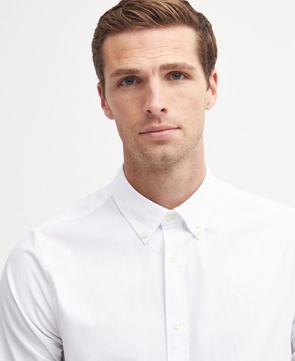 Barbour Crest Poplin Tailored Long-sleeved Shirt Classic White | BABO87700