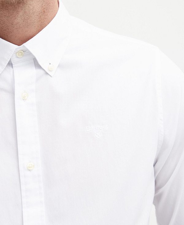 Barbour Crest Poplin Tailored Long-sleeved Shirt Classic White | BABO87700