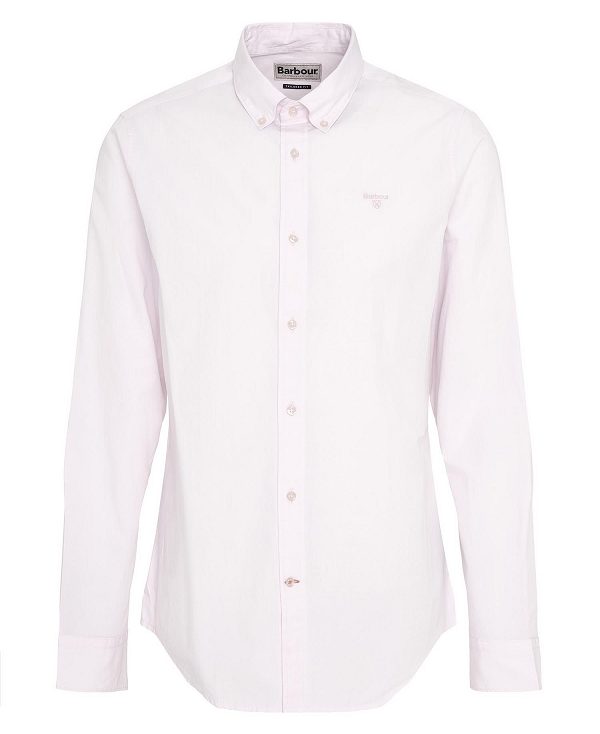 Barbour Crest Poplin Tailored Long-sleeved Shirt Classic Pink | BABO87701