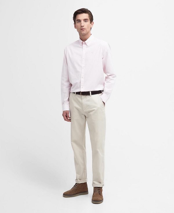 Barbour Crest Poplin Tailored Long-sleeved Shirt Classic Pink | BABO87701