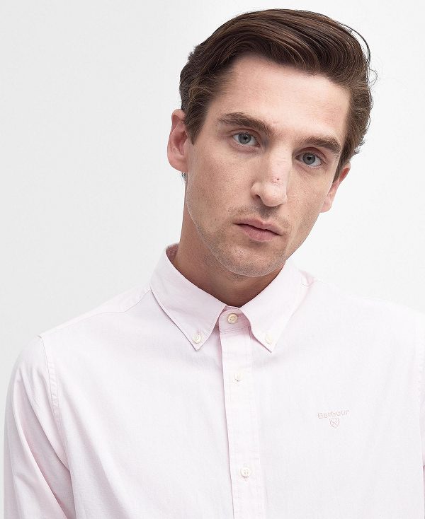 Barbour Crest Poplin Tailored Long-sleeved Shirt Classic Pink | BABO87701