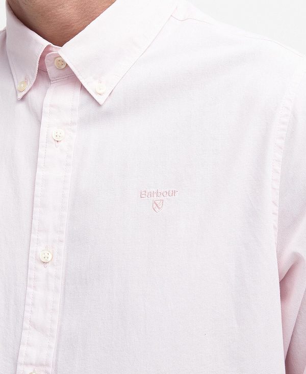 Barbour Crest Poplin Tailored Long-sleeved Shirt Classic Pink | BABO87701