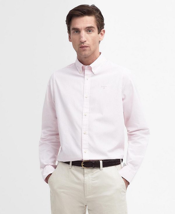 Barbour Crest Poplin Tailored Long-sleeved Shirt Classic Pink | BABO87701