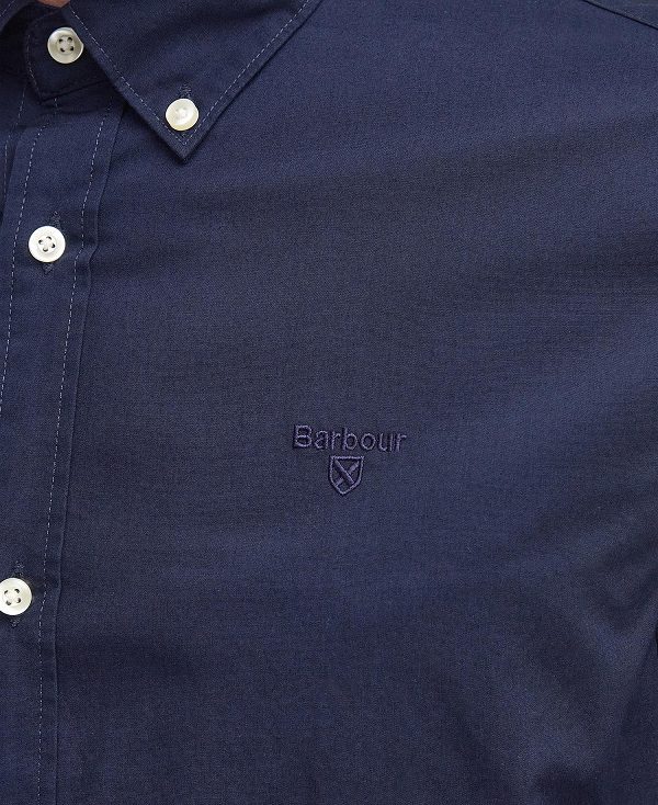 Barbour Crest Poplin Tailored Long-sleeved Shirt Classic Navy | BABO87702