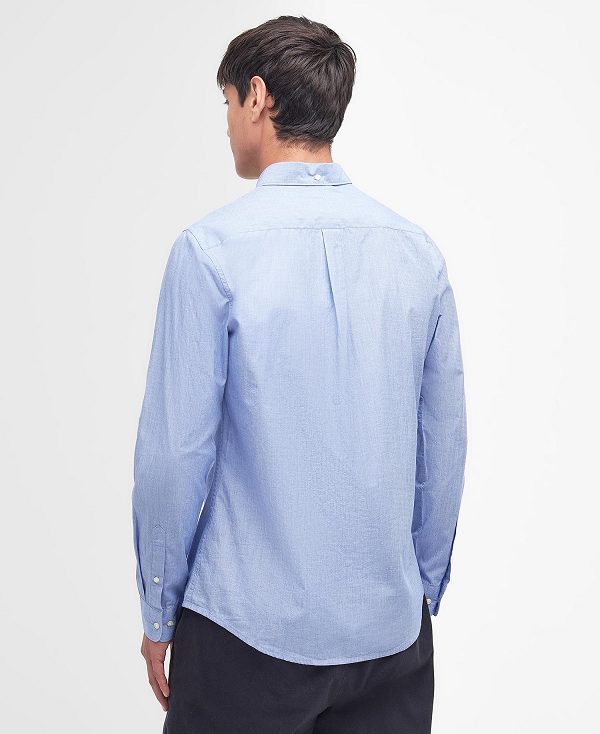 Barbour Crest Poplin Tailored Long-sleeved Shirt Sky | BABO87703