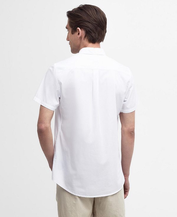 Barbour Crest Poplin Tailored Short-sleeved Shirt Classic White | BABO87707