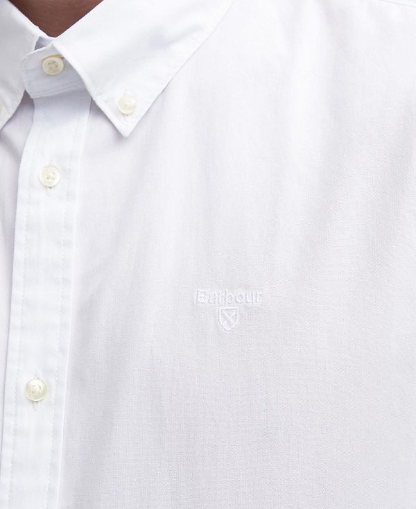 Barbour Crest Poplin Tailored Short-sleeved Shirt Classic White | BABO87707