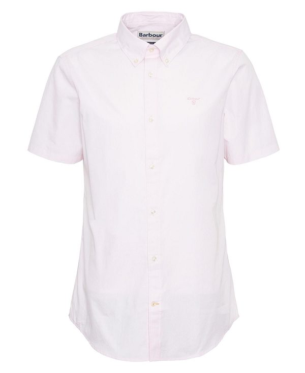 Barbour Crest Poplin Tailored Short-sleeved Shirt Pink | BABO87708