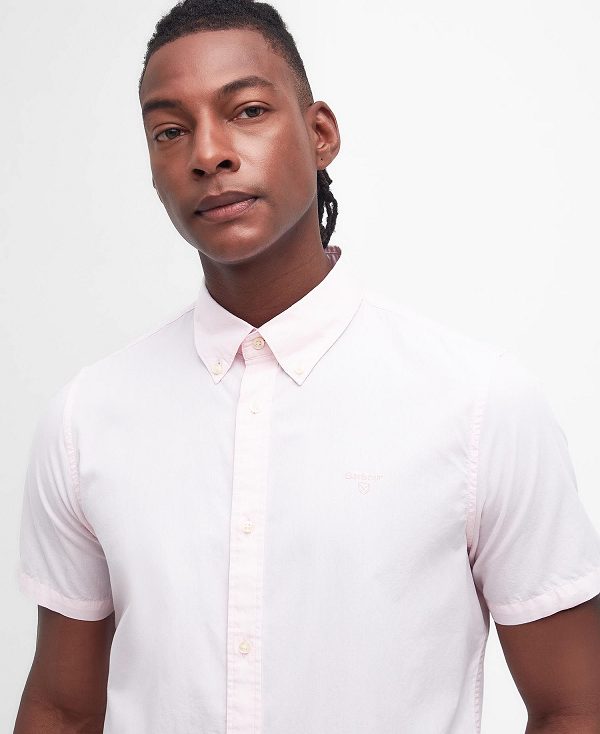 Barbour Crest Poplin Tailored Short-sleeved Shirt Pink | BABO87708