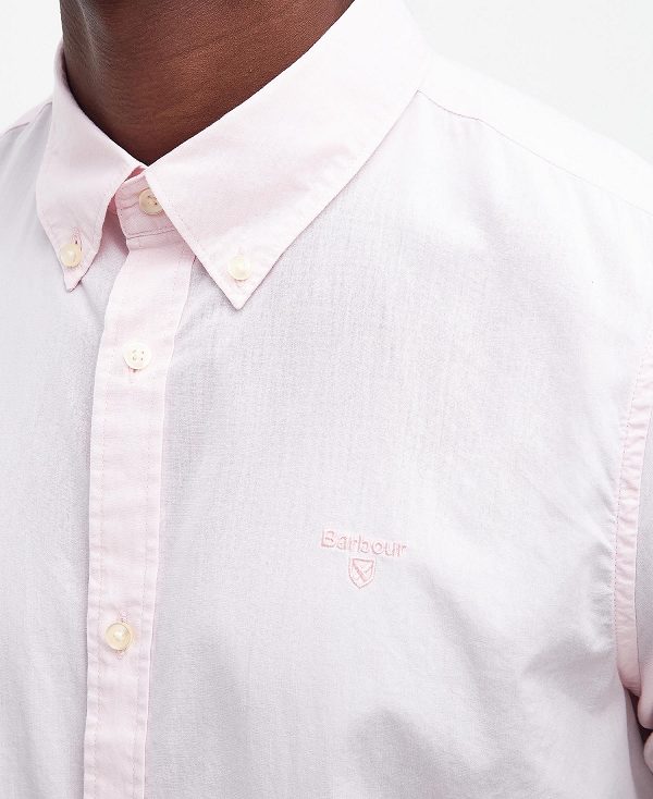 Barbour Crest Poplin Tailored Short-sleeved Shirt Pink | BABO87708