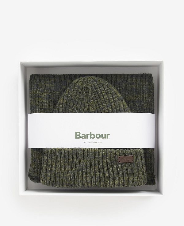 Barbour Crimdon Beanie & Scarf Gift Set Navy | BABO89117