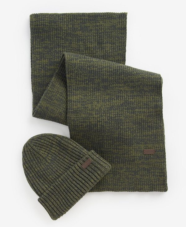 Barbour Crimdon Beanie & Scarf Gift Set Navy | BABO89117