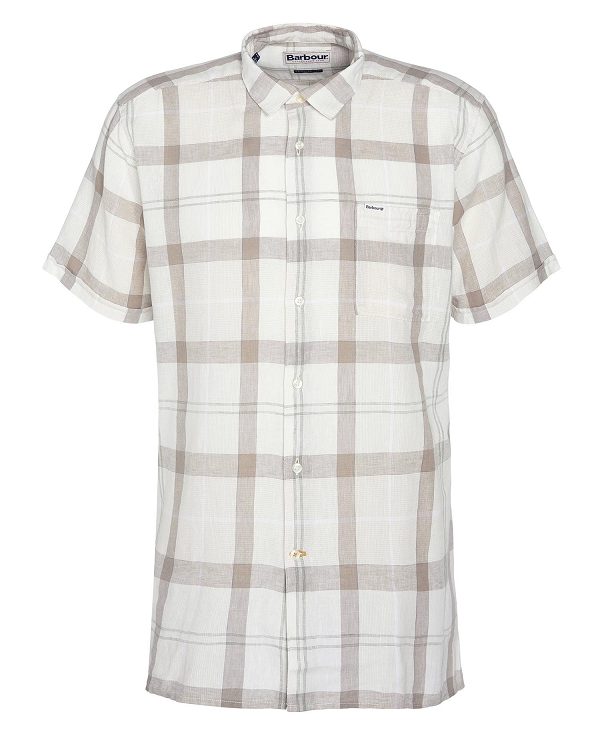 Barbour Croft Regular Short-sleeved Shirt Blue Chalk Tartan | BABO87782