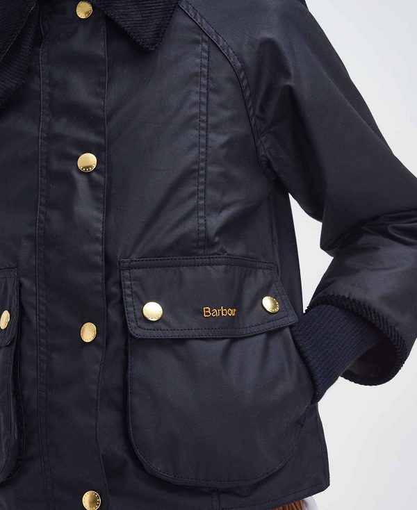 Barbour Cropped Beadnell Waxed Jacket Black/Classic | BABO89233