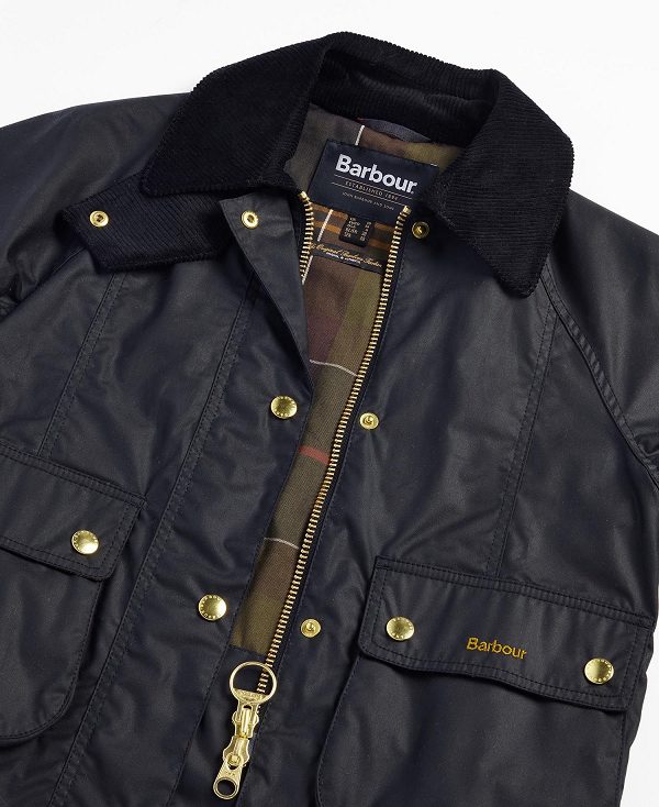 Barbour Cropped Beadnell Waxed Jacket Black/Classic | BABO89233