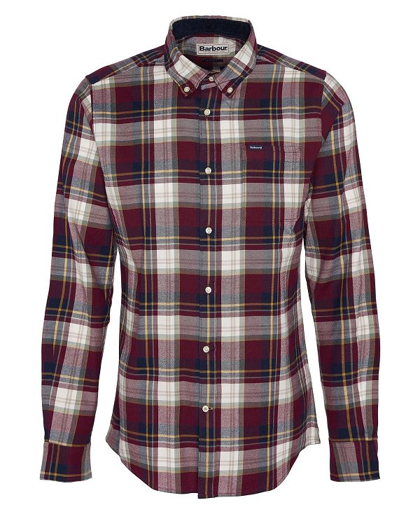 Barbour Crossfell Tailored Long-sleeved Shirt Red | BABO87801