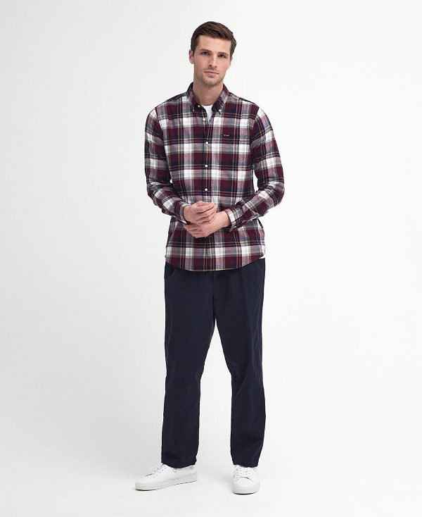 Barbour Crossfell Tailored Long-sleeved Shirt Red | BABO87801