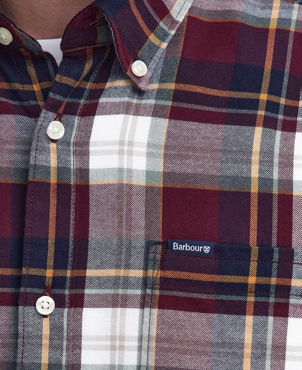 Barbour Crossfell Tailored Long-sleeved Shirt Red | BABO87801